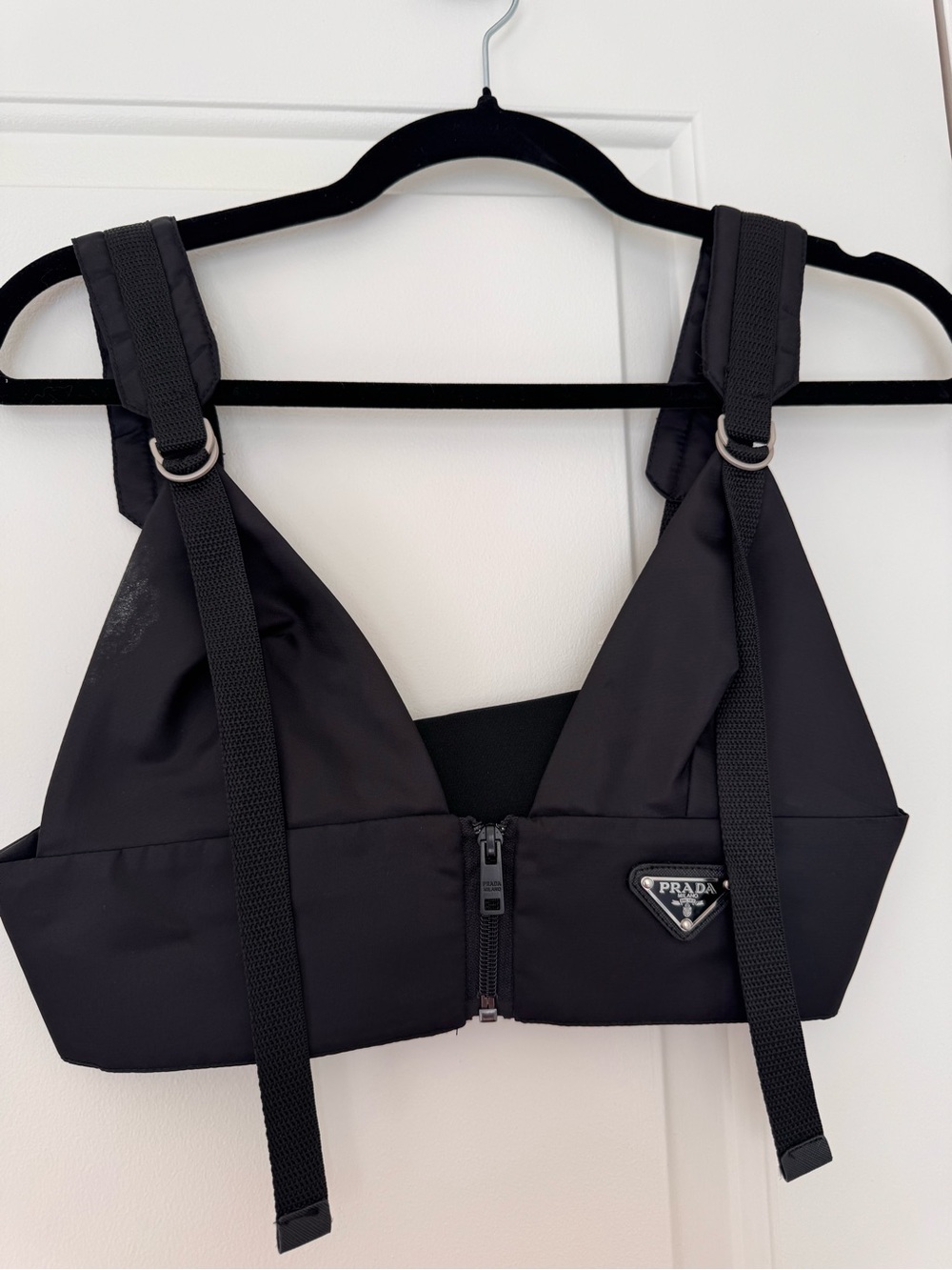 Prada Black Nylon Mini Strap Bag with Triangle Logo